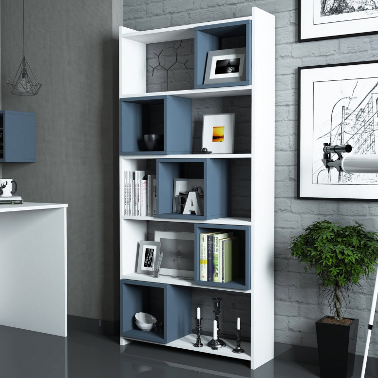 Biblioteca Box Alb-Blue