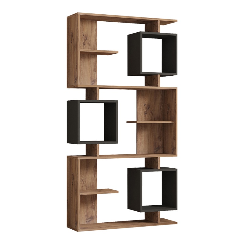 Biblioteca Cubix, Pako World, Sonoma-Antracit, 90x24x171 cm