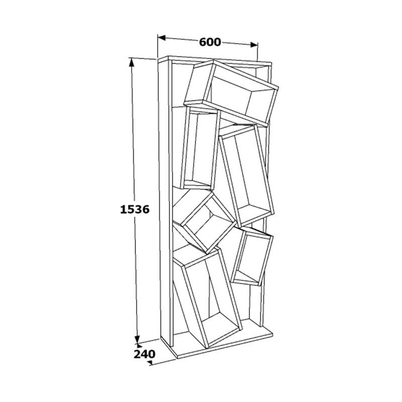 Biblioteca Jamey culoare lemn natural - alb 60x24x153.6cm - 2 | YEO