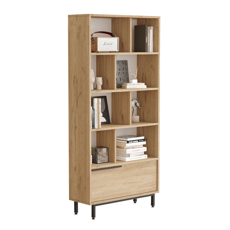 Biblioteca Libro melaminat culoare lemn natural - negru 84x29.5x175.5cm