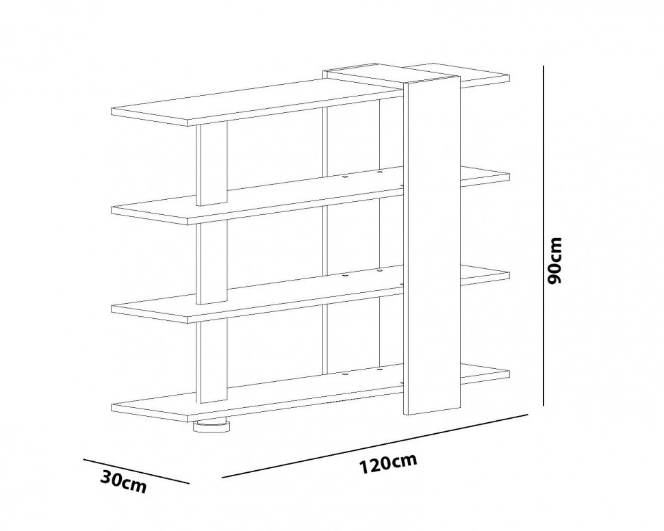 Biblioteca Nur - Alb, Walnut - 2 | YEO