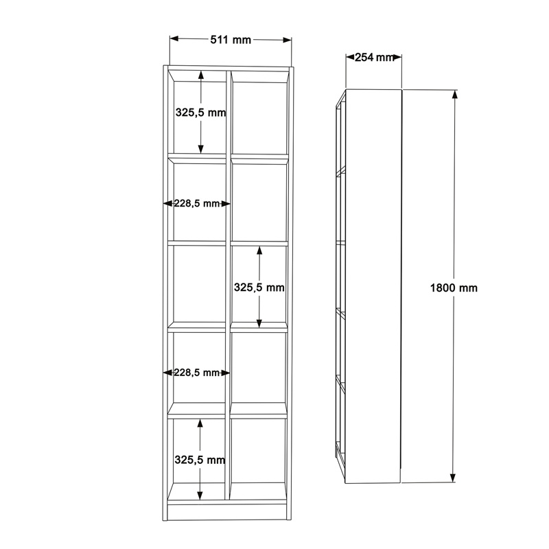 Biblioteca Otec, Pako World, Alb, 51x25x180 cm