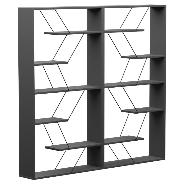 Biblioteca Tars gri inchis - negru 168x24x157cm