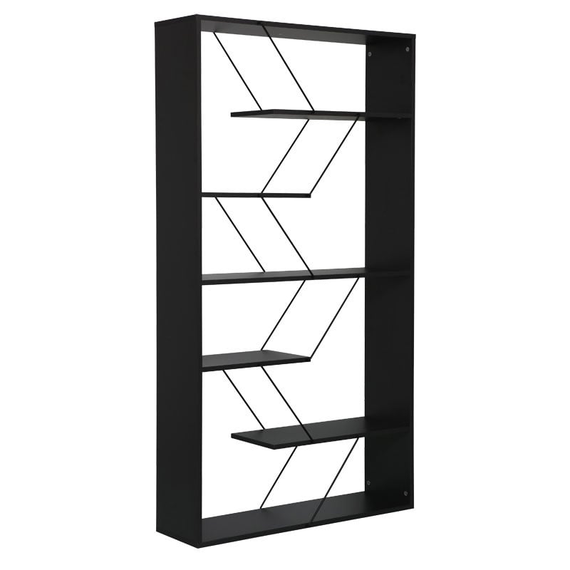 Biblioteca Tars gri inchis - negru 84x24x157cm