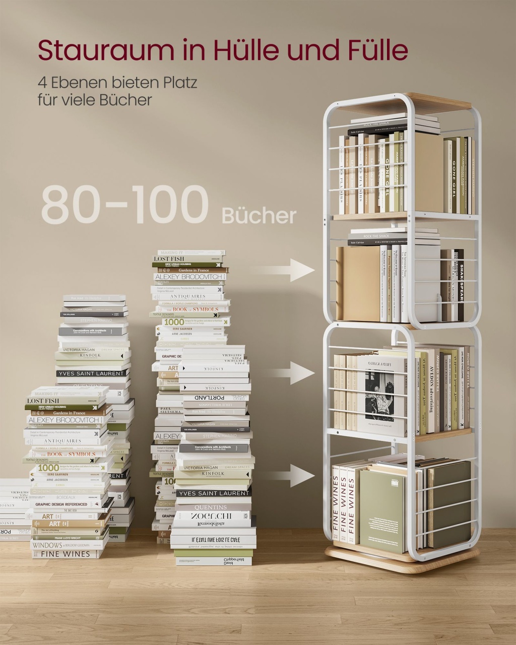 Biblioteca Vasagle Alb 43x43x158 cm - 2 | YEO