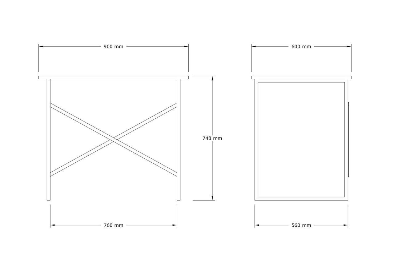 Birou Addis Negru 90x76x56 cm