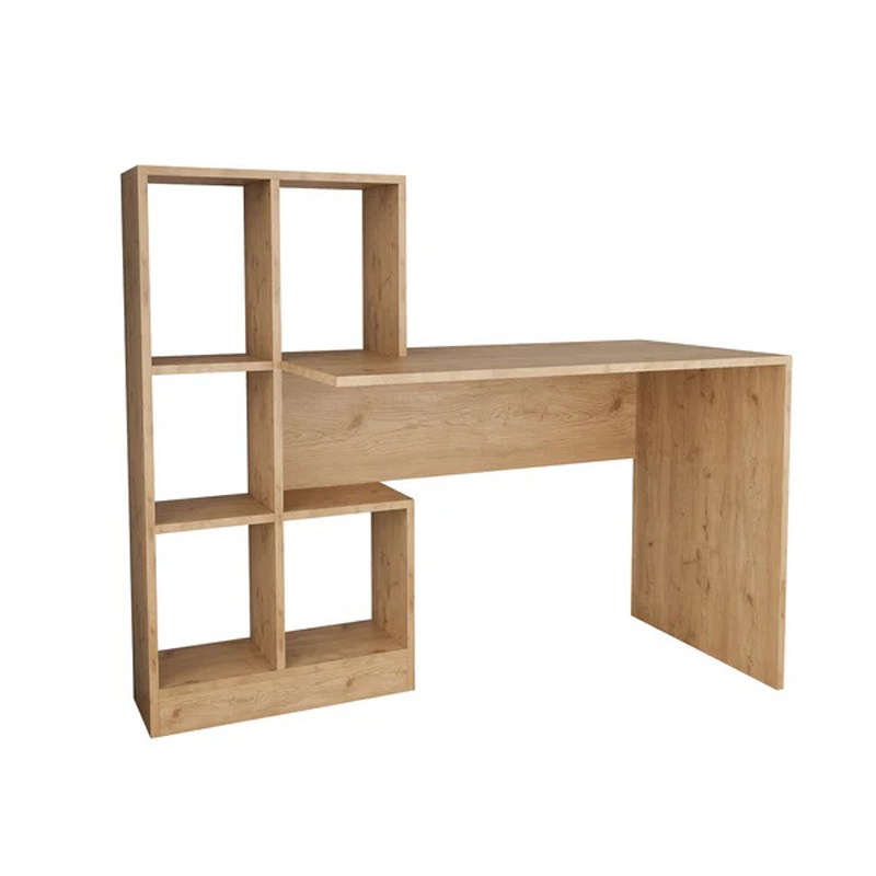 Birou cu biblioteca Dustin, Pako World, Nuc, 118x56x112 cm