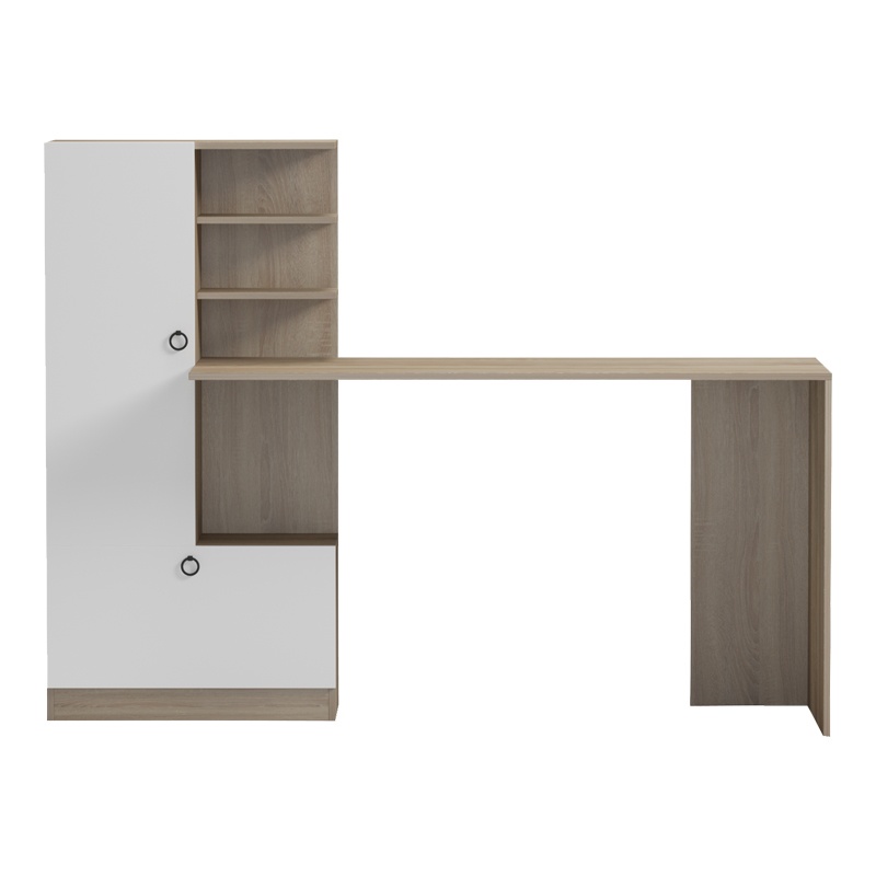 Birou cu biblioteca, Felanbo, Pako, Alb 160x60x125 cm - 4