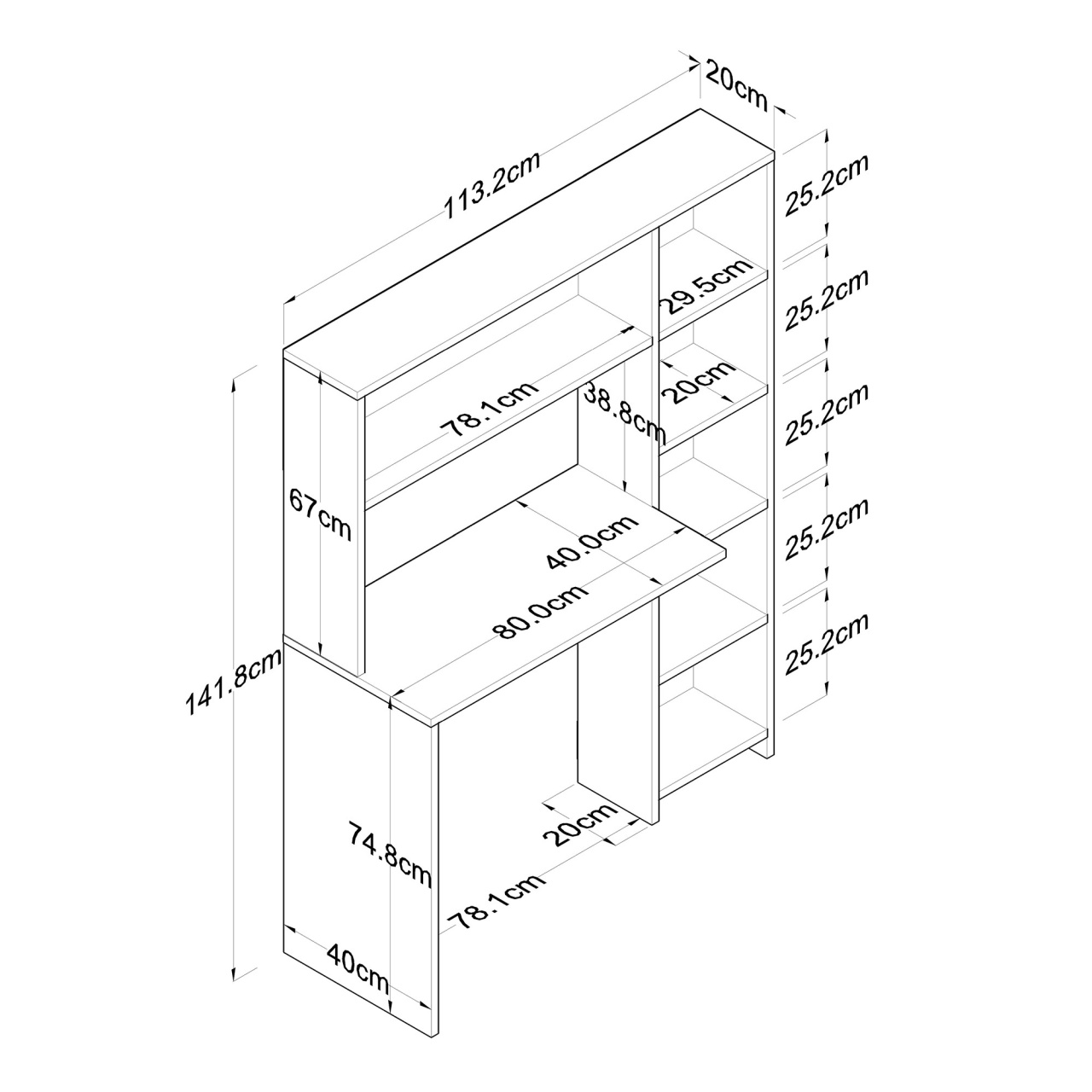 Birou HA104 Stejar 113.2x141.8x40 cm