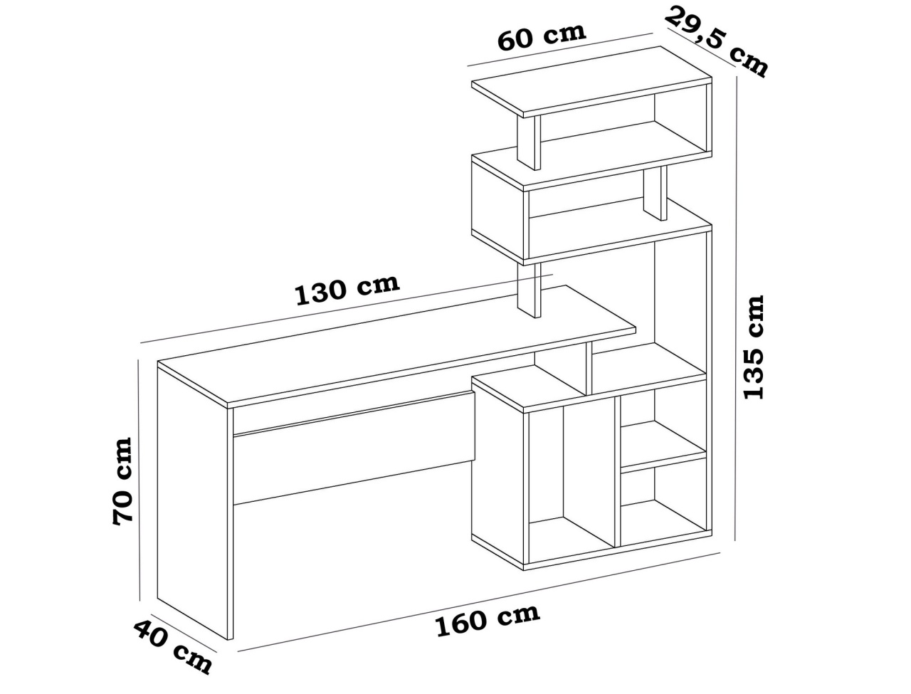 Birou Next Alb 130x70x40 cm