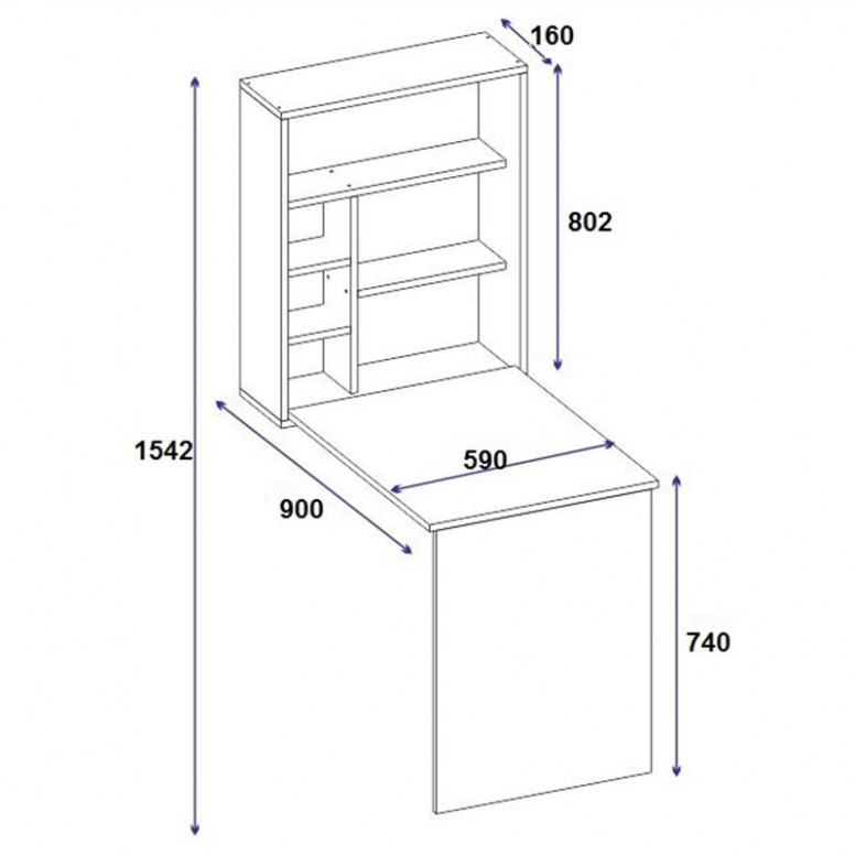 Birou Ravin Alb 63x90x154 cm - 3 | YEO