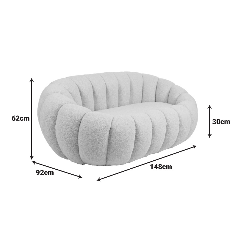 Canapea cu 2 locuri Yannick boucle Bej 148x92x62 cm