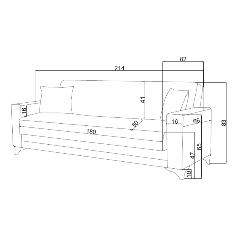 Canapea cu 3 locuri cu spatiu de depozitare Vox 3 Pako World Maro 214x82x83 cm - 3 | YEO