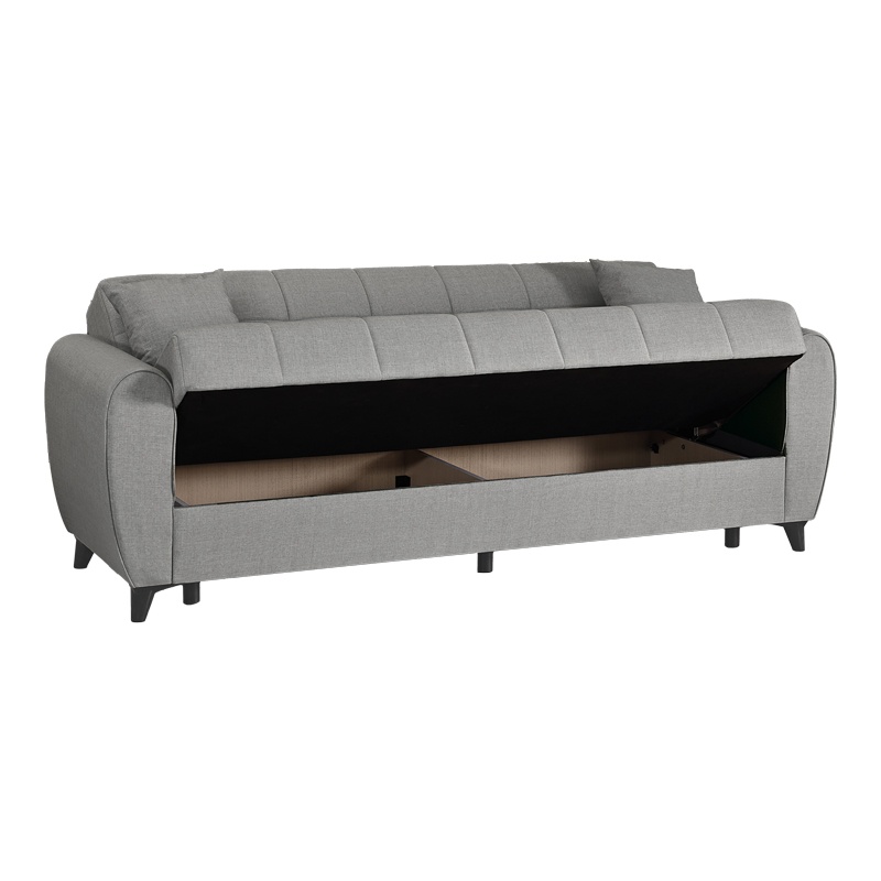 Canapea extensibila cu 3 locuri si spatiu de depozitare, Lincoln, Pako, Gri deschis 226x84x93 cm - 3