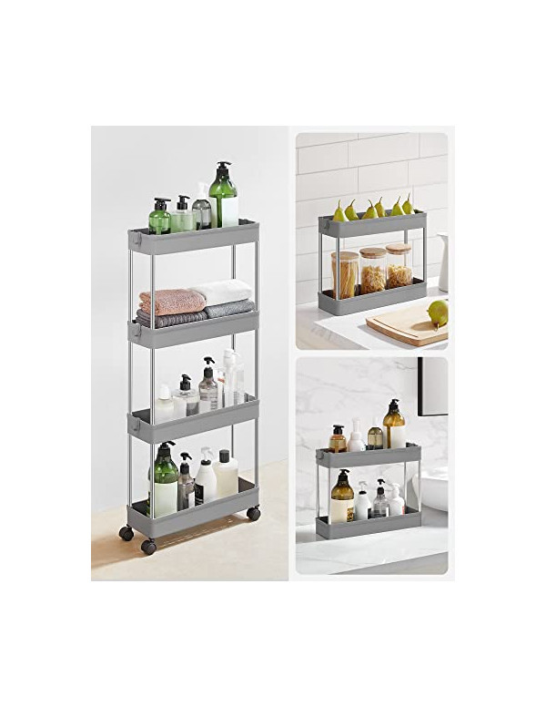 Carucior pentru depozitare, Songmics, Gri, KSC008G01, 40 x 12 x 86 cm