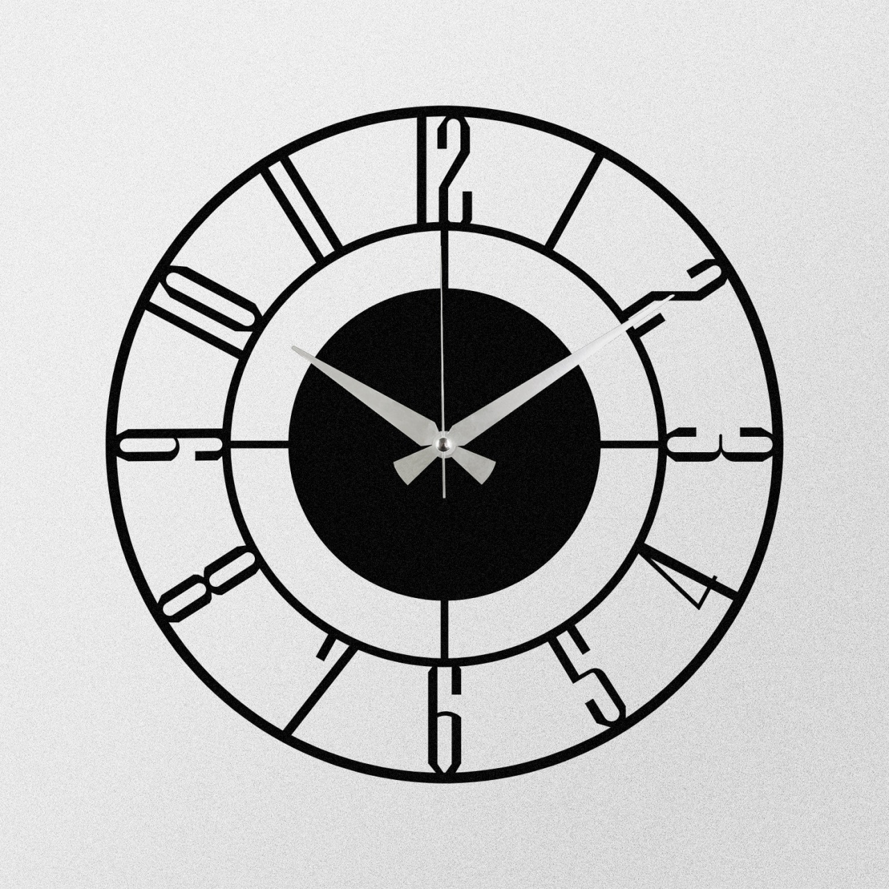 Ceas de perete decorativ din metal Enzoclock Negru 48x48 cm - 3 | YEO