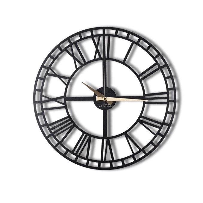 Ceas de perete decorativ din metal WATCH Negru 70x70 cm - 2 | YEO