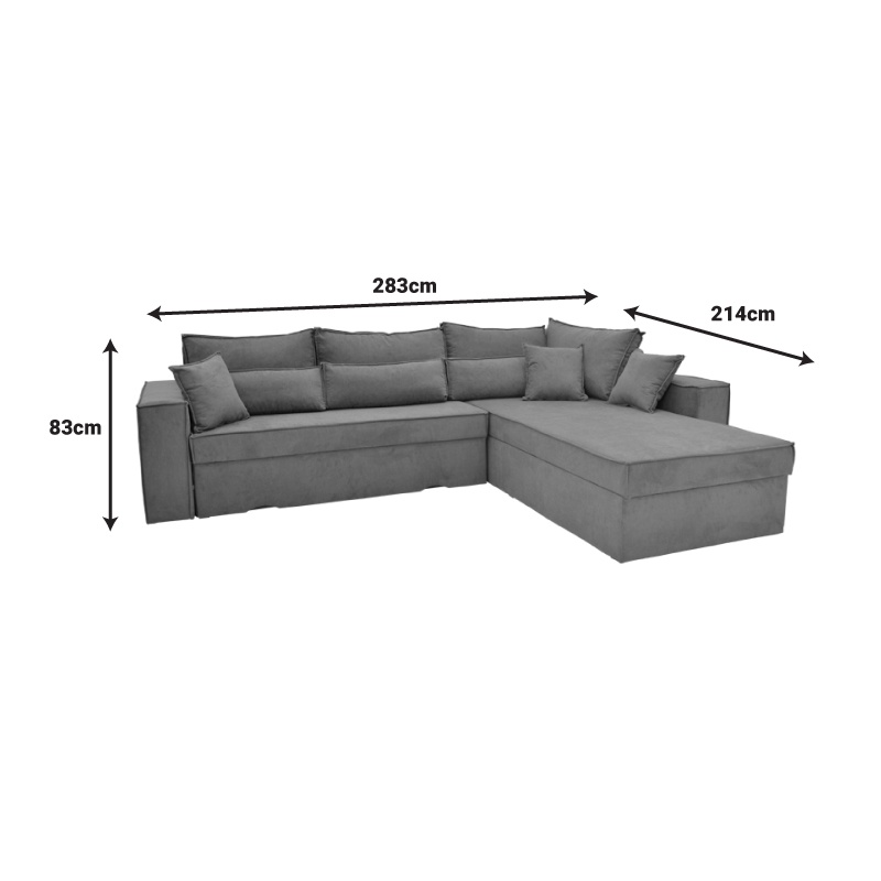 Coltar reversibil Venzie Pako World Gri 283x214x83 cm