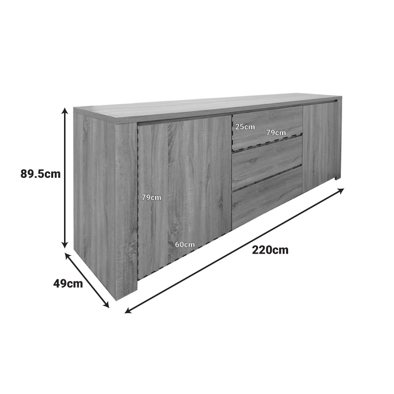 Comoda Kalya Wenge 220x49x89.5 cm