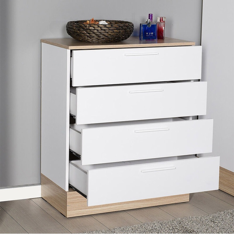 Comoda Pelita, Pako World, Stejar-Alb, 72x40x88 cm