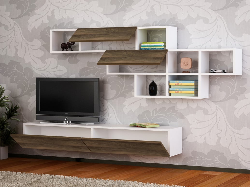 Comoda TV Aristo - Alb, Walnut - 1 | YEO