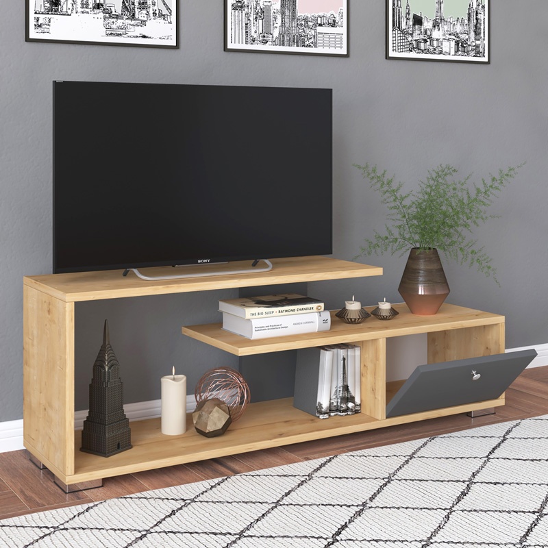 Comoda TV Botan, Pako World, Antracit, 120x30x42 cm