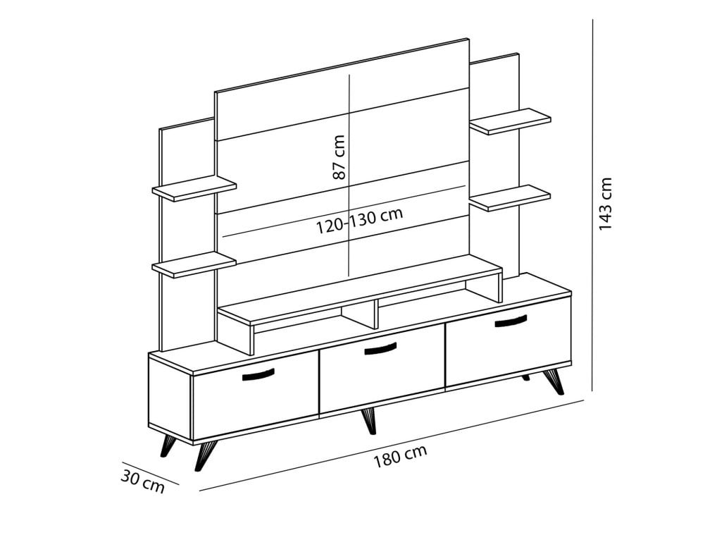 Comoda TV Diana - Alb, Walnut - 2 | YEO