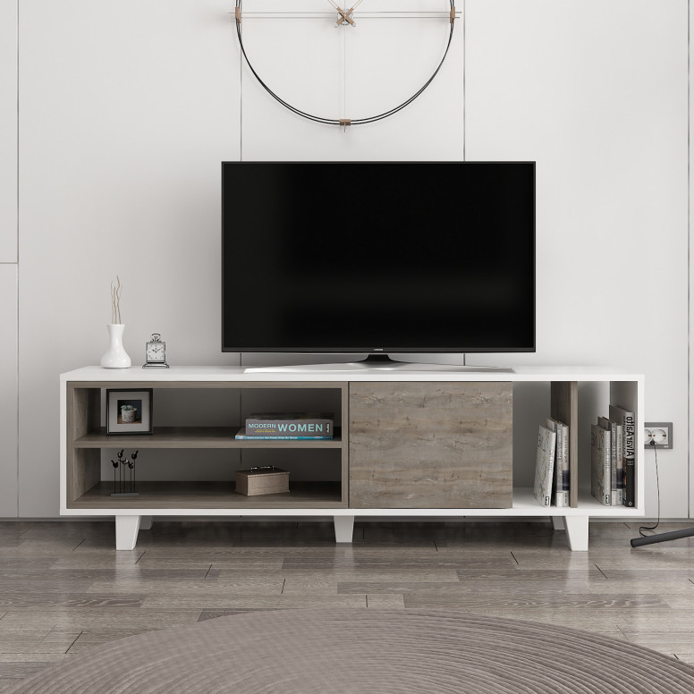 Comoda TV Rosmar - Alb, Wenge - 1 | YEO