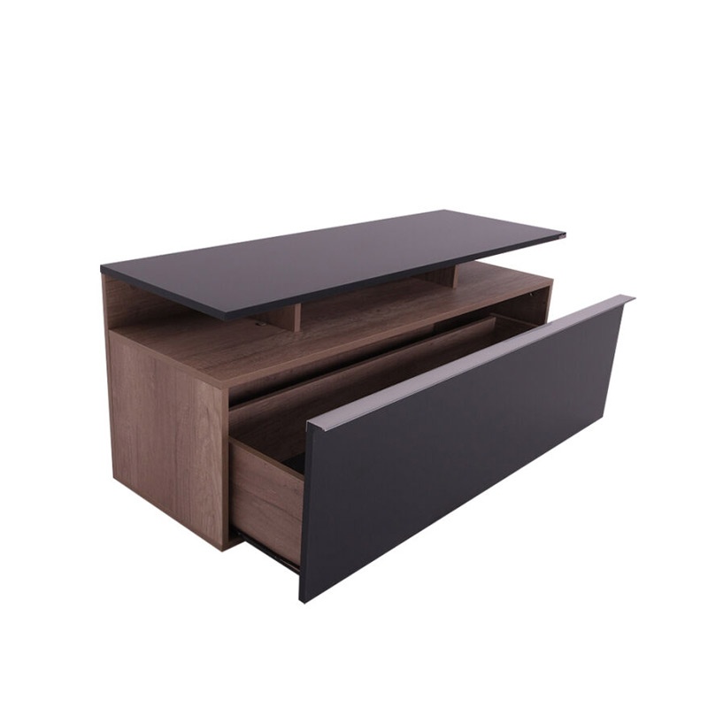 Comoda TV Temano, Pako World, Negru-Nuc, 117x40x48 cm