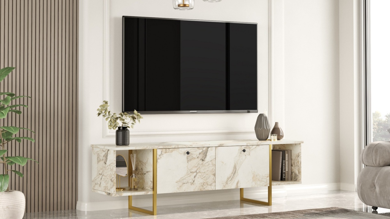 Comoda TV VG30 Alb 160x47.6x40 cm - 3 | YEO