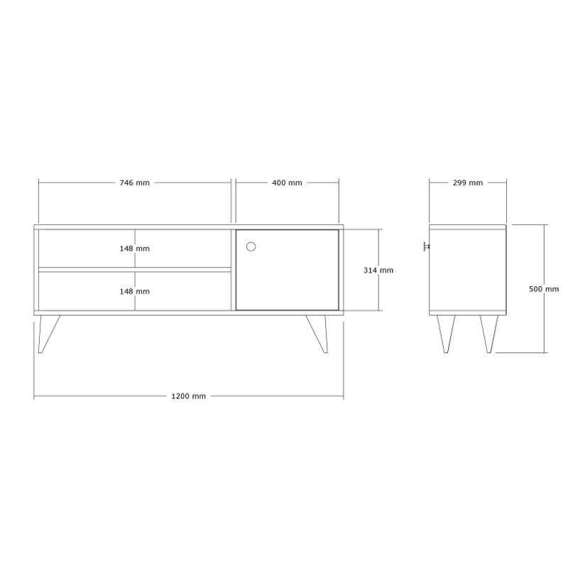 Comoda TV Wilson, Pako World, Sonoma, 120x29x50 cm