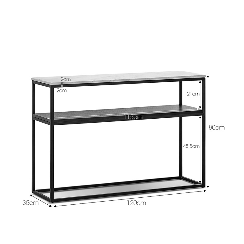 Consola Castel I, Pako World, Aspect marmura Alb-Negru, 120x35x80 cm