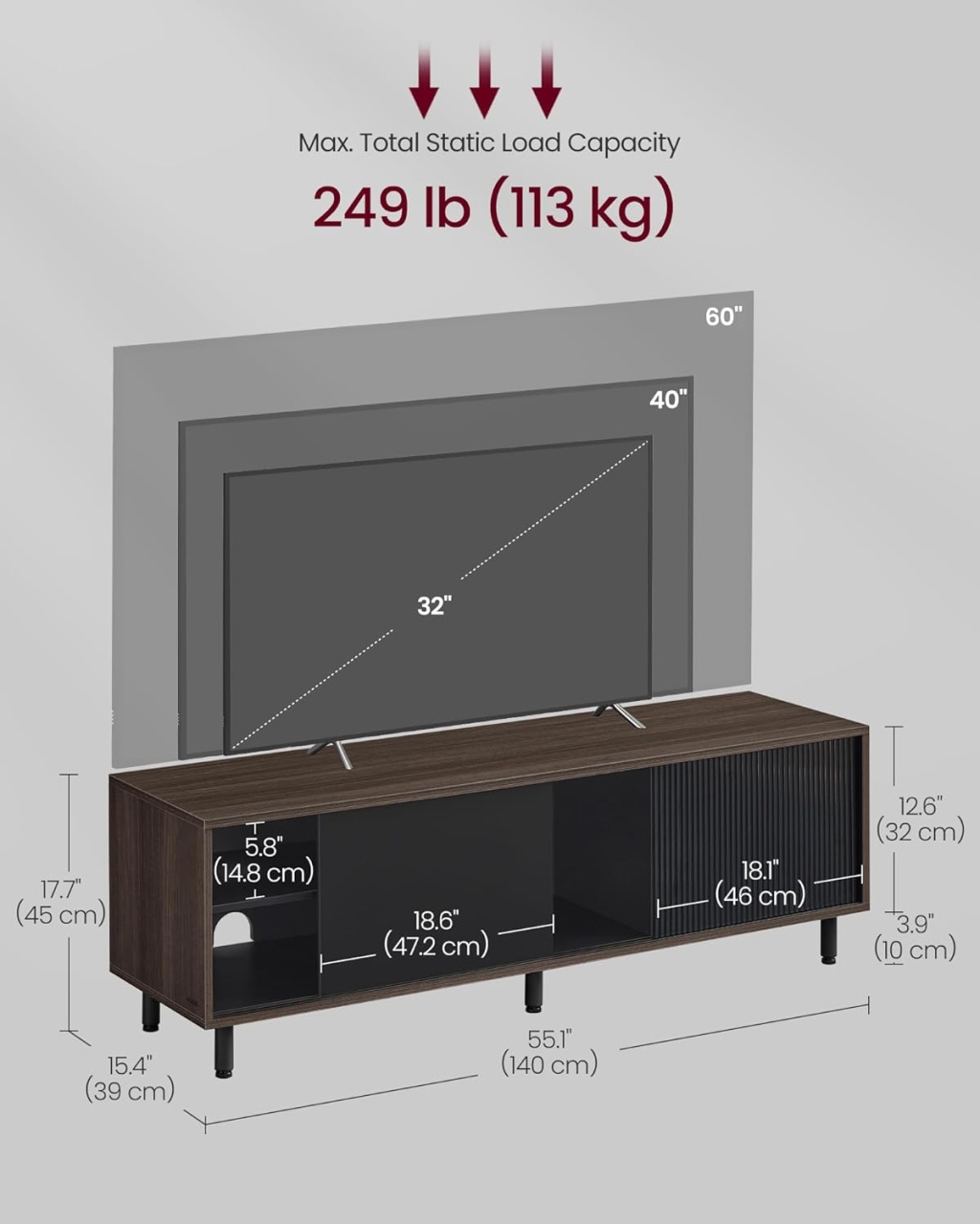 Consola TV Vasagle Maro 140x39x45 cm