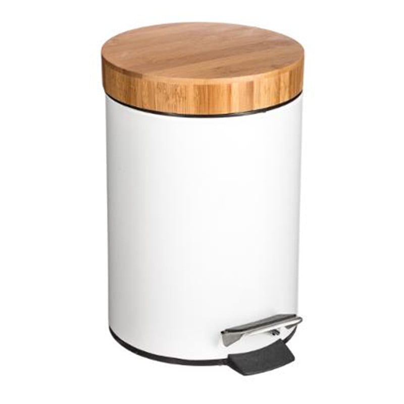 Cos de gunoi Dustbin 3L metal de culoare alb - culoare lemn natural