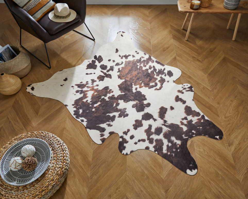 Covor Cow Print Negru/Alb 155X195 cm, Flair Rugs