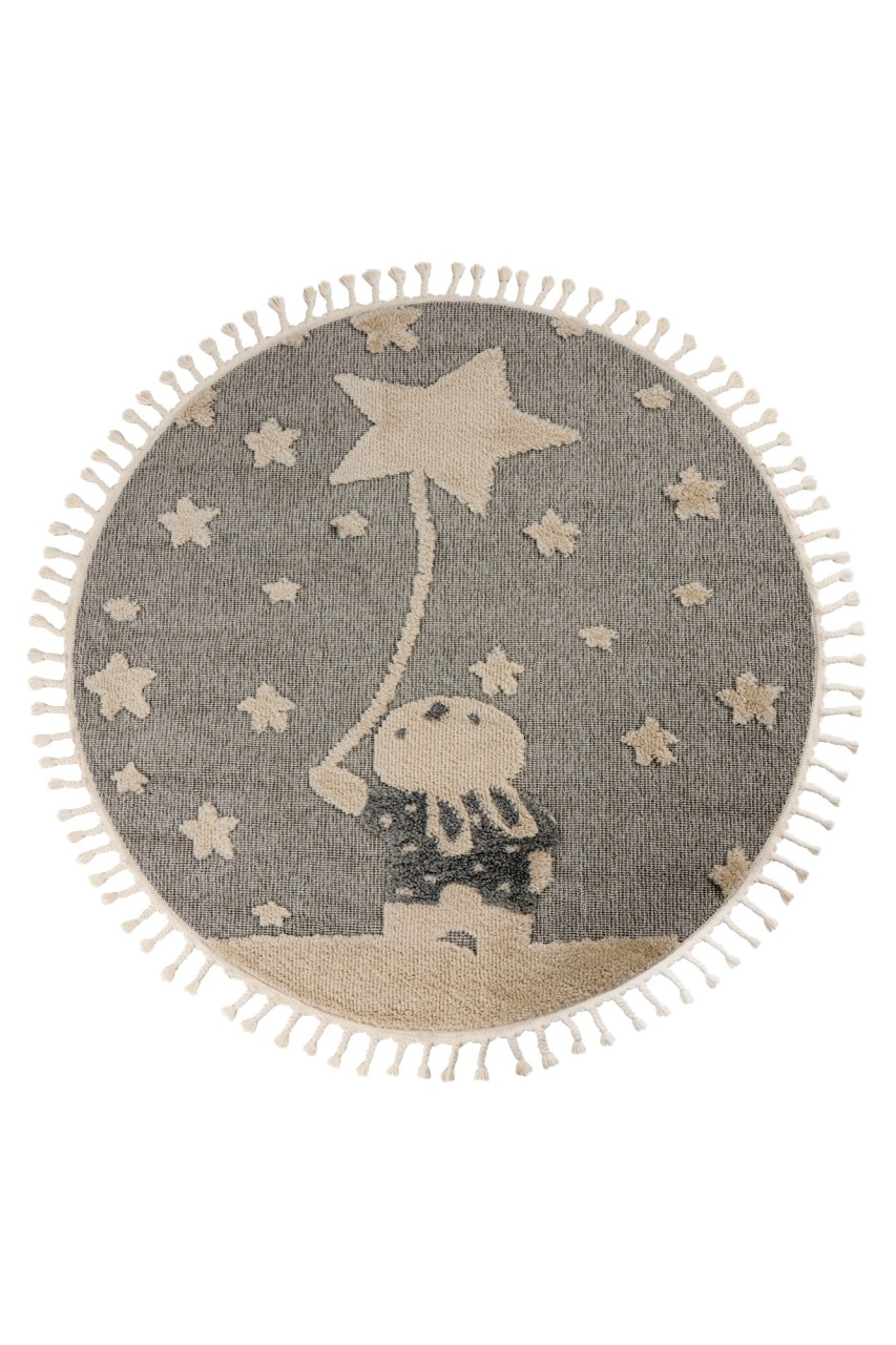 Covor rotund copii Fano Gri 133x133 cm