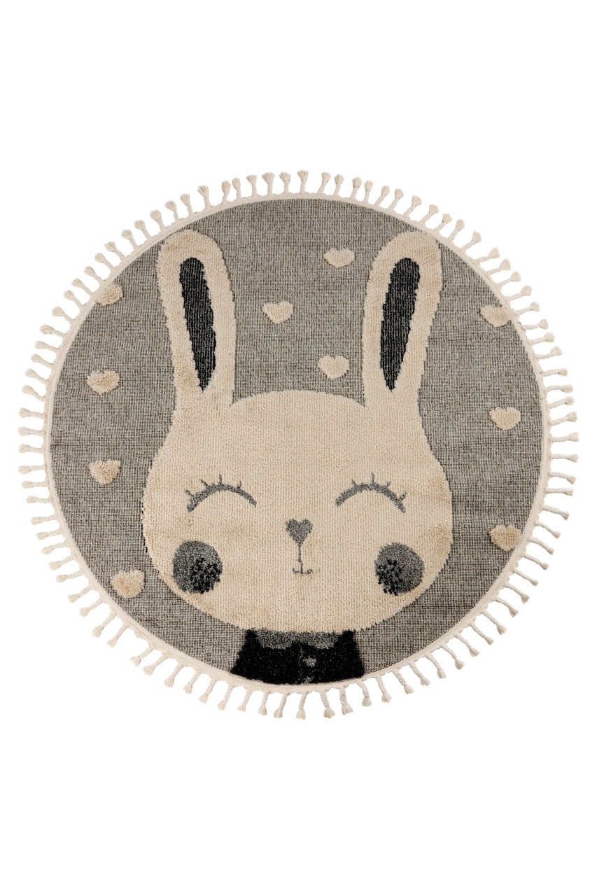 Covor rotund copii Fano Gri 133x133 cm