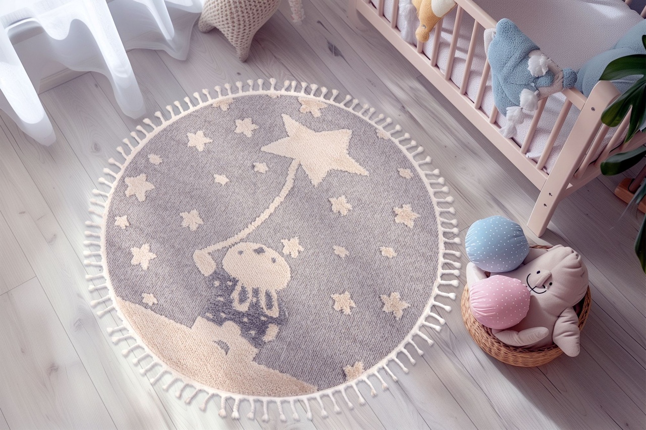 Covor rotund copii Fano Gri 133x133 cm - 3 | YEO