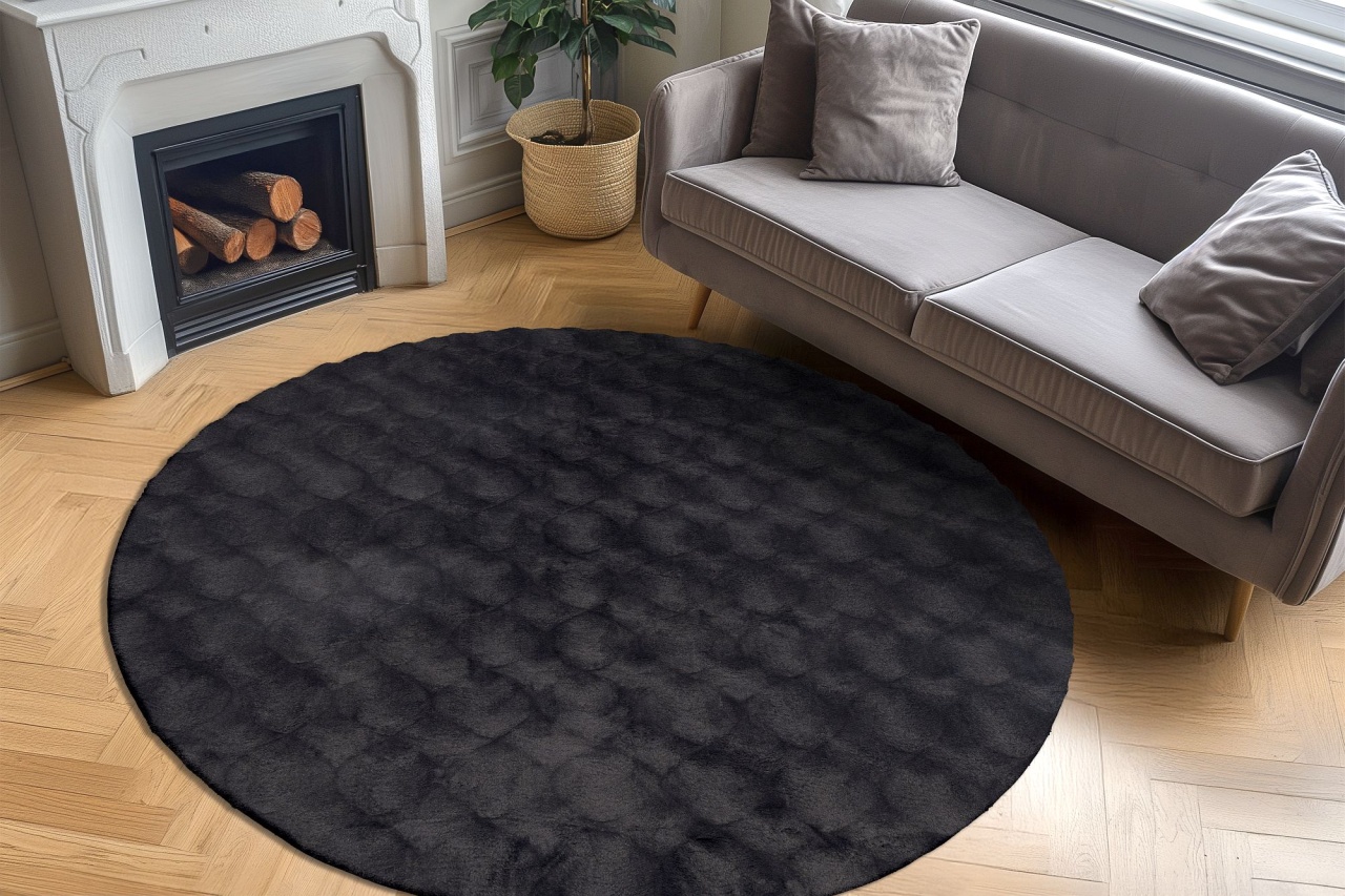 Covor rotund Diamond Cut Antracit 120x120 cm - 2 | YEO