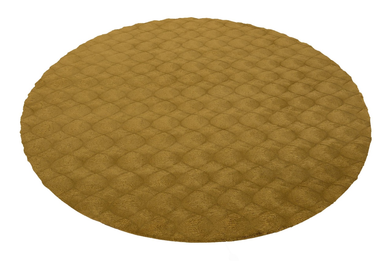 Covor rotund Diamond Cut Galben inchis 200x200 cm