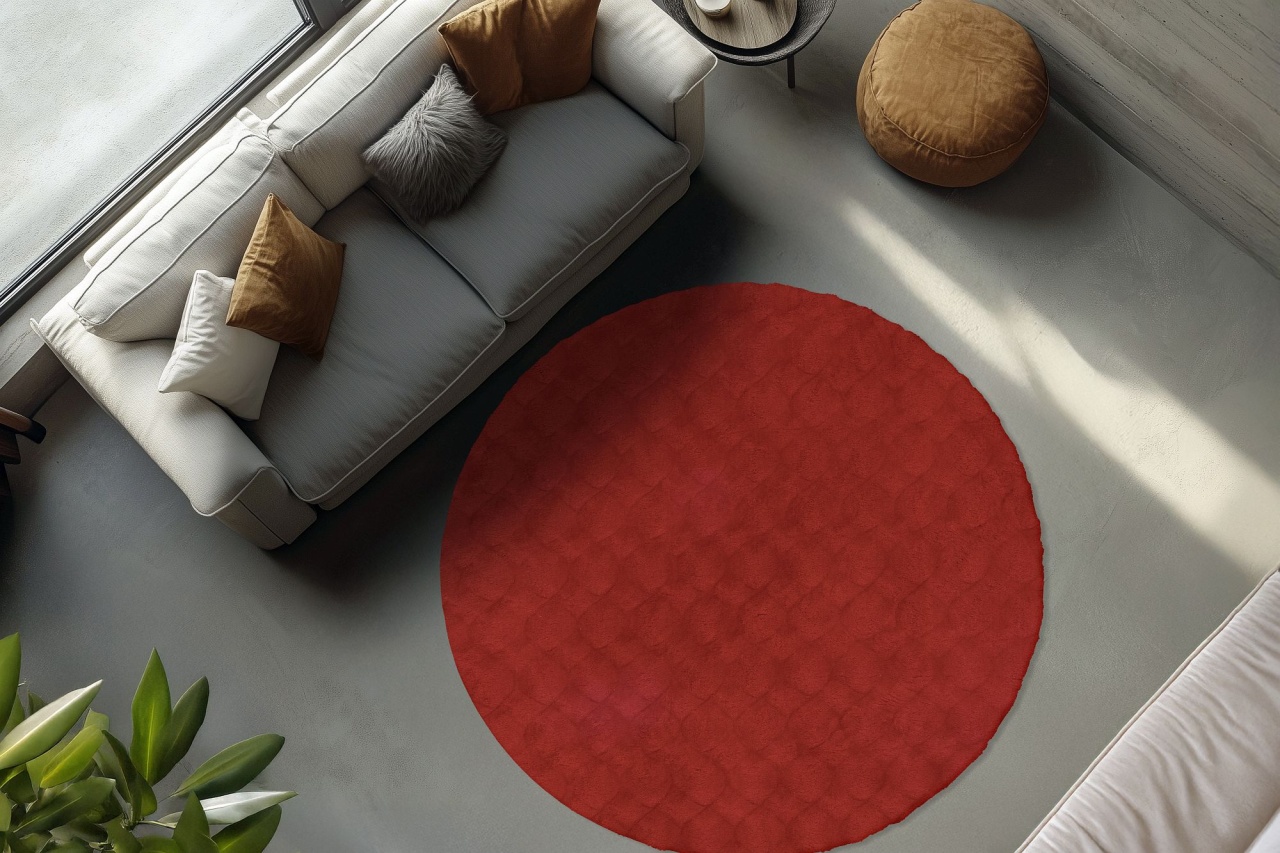 Covor rotund Diamond Cut Rosu 120x120 cm - 3 | YEO