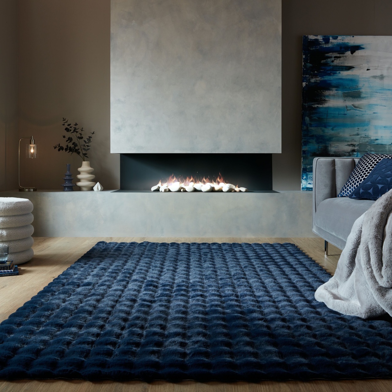 Covor Waffle Faux Fur NAVY 180X290 cm, Flair Rugs