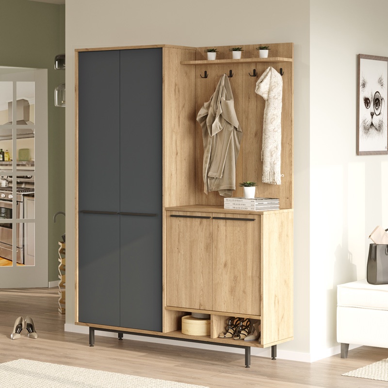 Reducere Pako World Cuier Cloat, Natural-Antracit, 147x35x195 cm