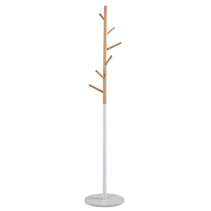 Cuier haine tip pom Luca metal alb - culoare lemn natural D37x170cm