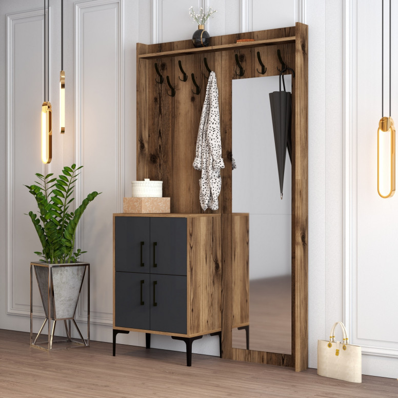 Cuier pentru Hol Berlin BC - Walnut, Antracit - 1 | YEO