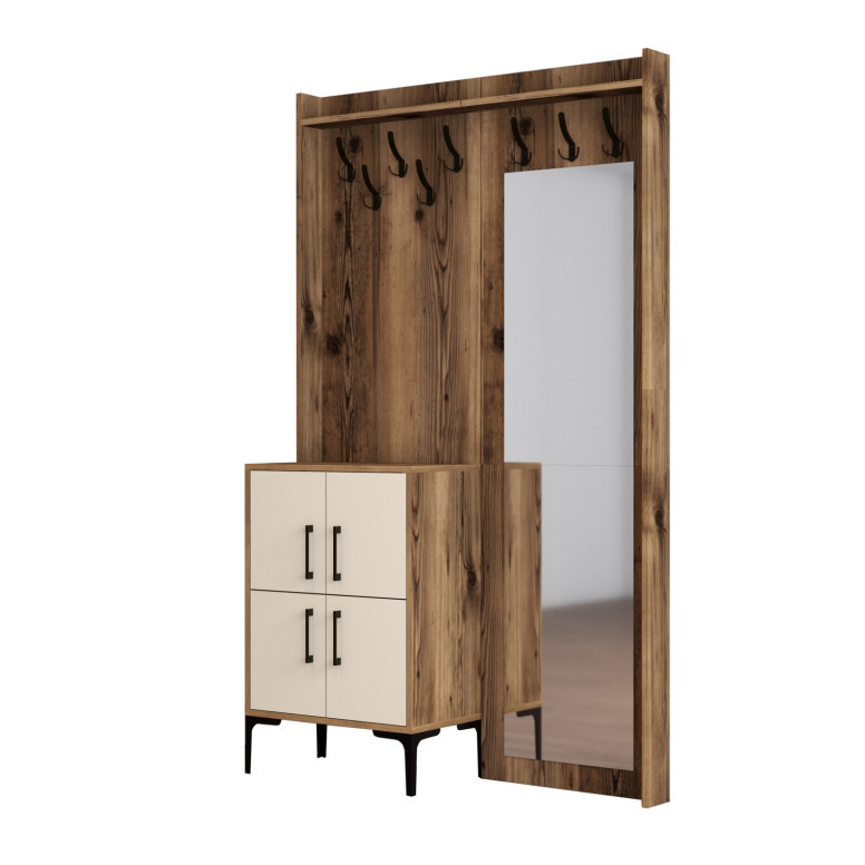 Cuier pentru Hol Berlin BC - Walnut, Crem - 4 | YEO