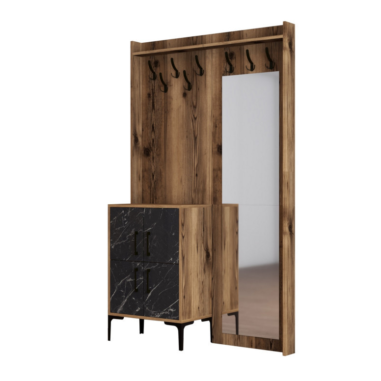 Cuier pentru Hol Berlin BC - Walnut, Negru Marble - 4 | YEO