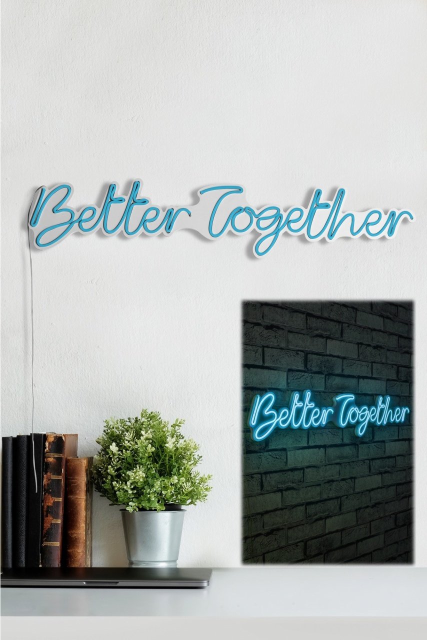 Decoratiune luminoasa LED de perete Better Together Albastru 84x16x2 cm - 3 | YEO