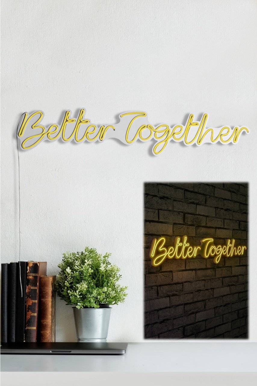 Decoratiune luminoasa LED de perete Better Together Galben 84x16x2 cm - 3 | YEO