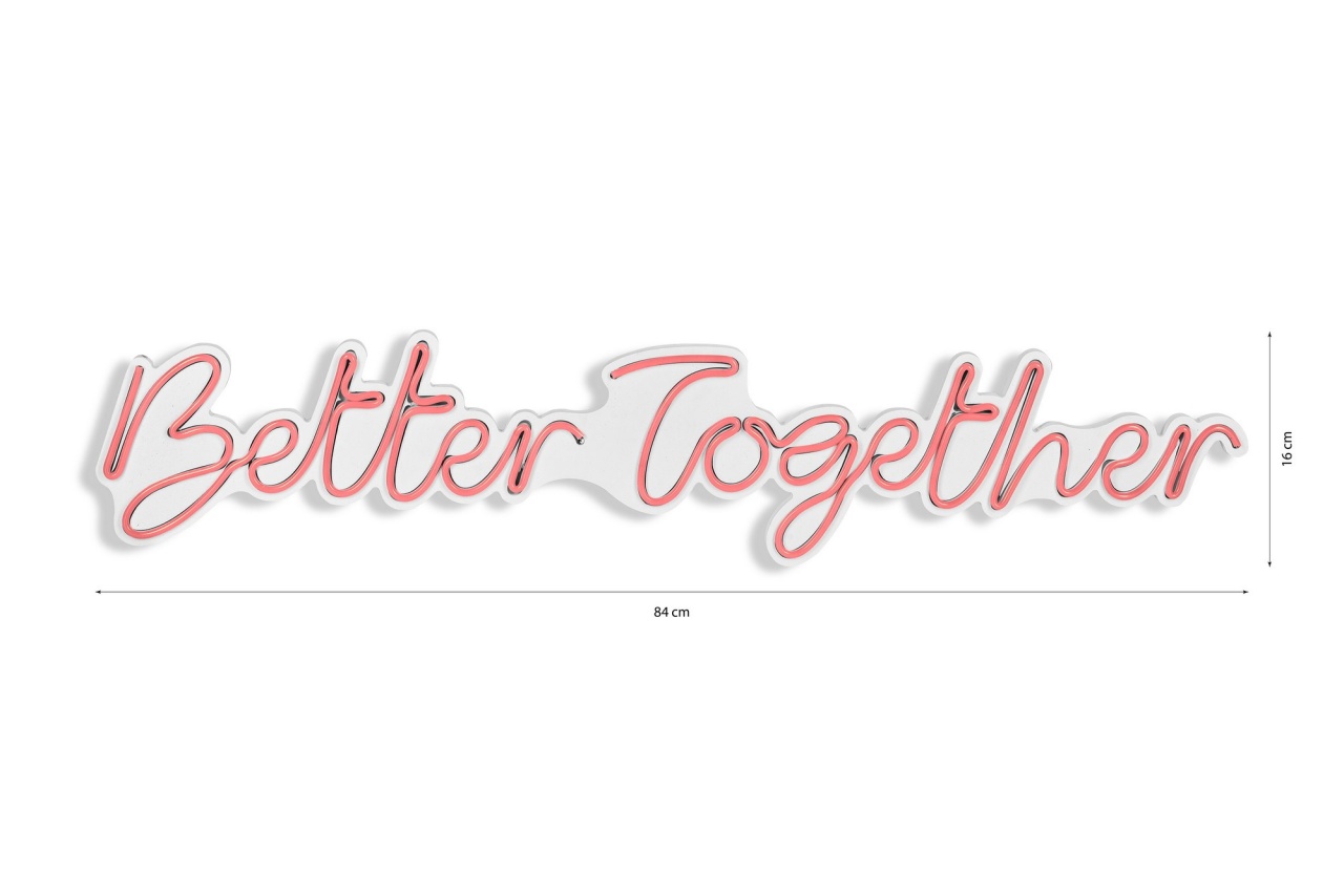 Decoratiune luminoasa LED de perete Better Together Roz 84x16x2 cm